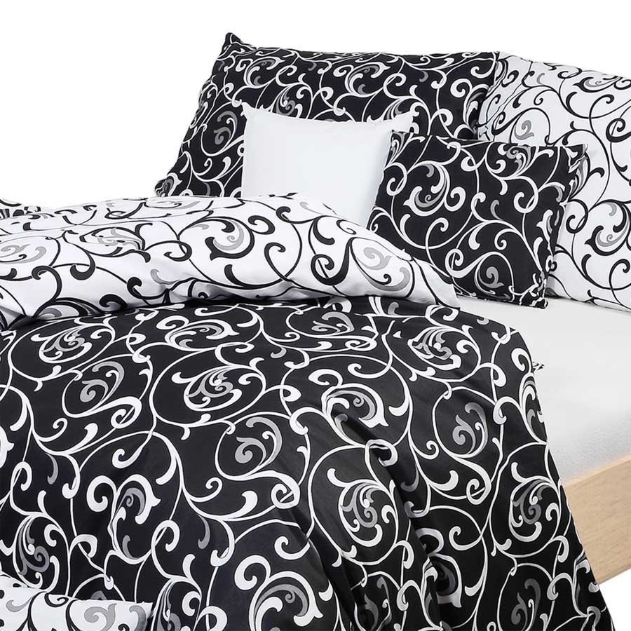 Bavlnené posteľné návliečky Ornament čierno Biely
