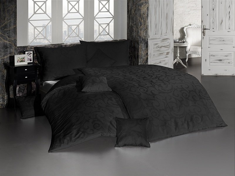 Damaškové posteľné návliečky Lolita čierna