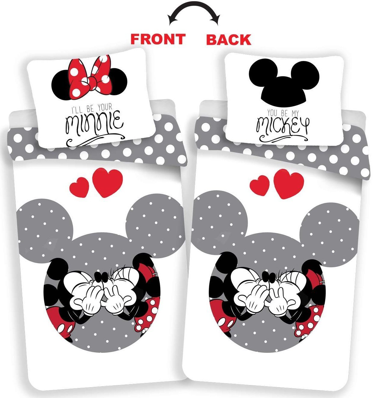 Detské posteľné obliečky Mickey and Minnie love grey