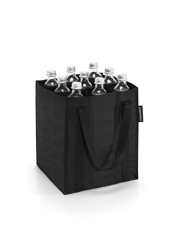 Nákupná taška na fľaše BOTTLEBAG black z vodeodolného polyesteru 24x28x24 cm v čiernej farbe, Reisenthel