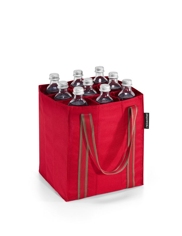 Nákupná taška na fľaše BOTTLEBAG red stripes z polyesteru 24x28x24 cm v červenej farbe, Reisenthel