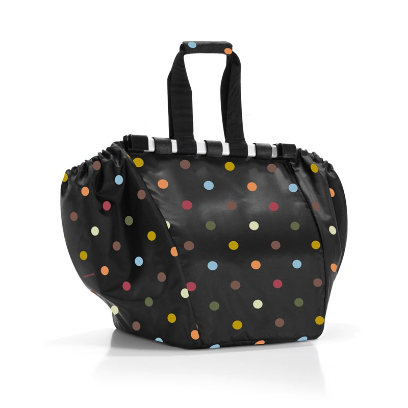 Taška do nákupného vozíka EASYSHOPPINGBAG dots z polyesteru a hliníku 32x38x51cm v čiernej farbe s farebnými bodkami, Reisenthel