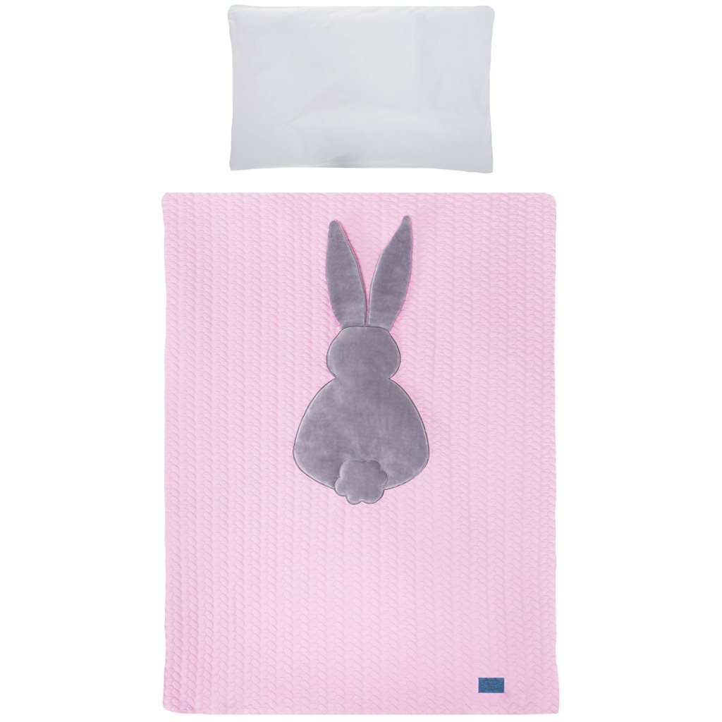 3-dielne posteľné obliečky Belisima zajačik 100/135 ružovo-sivé