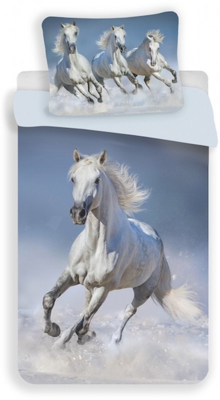 Posteľné obliečky foto Horses white