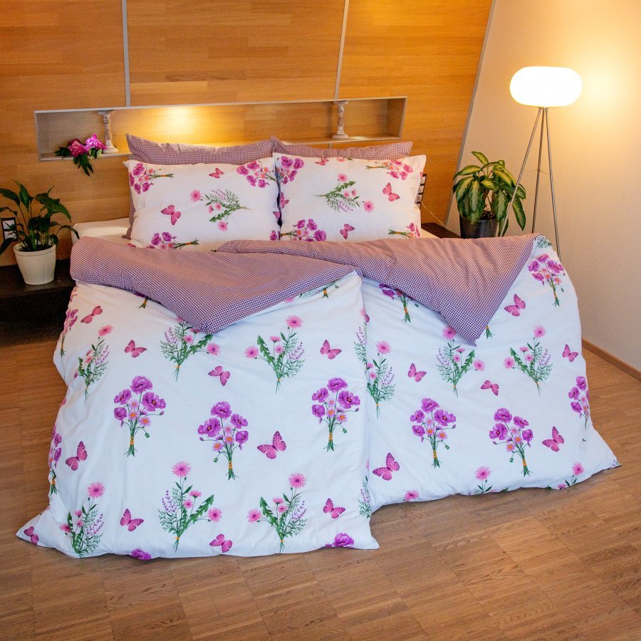 Bavlnené posteľné návliečky Jar fialová