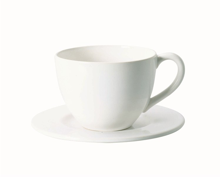 Šálka Cafe au lait GRANDE s podšálkou 500 ml z keramiky v lesklej bielej farbe, ASA Selection