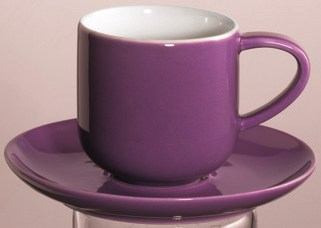 Šálka na espreso s podšálkou SET/2ks v darčekovom balení 80 ml z porcelánu v bielo fialovej farbe, ASA Selection