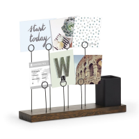 Držiak na foto GALA s pohárikom 31x8x21 cm z dreva a kovu v hnedo čiernej farbe, Umbra