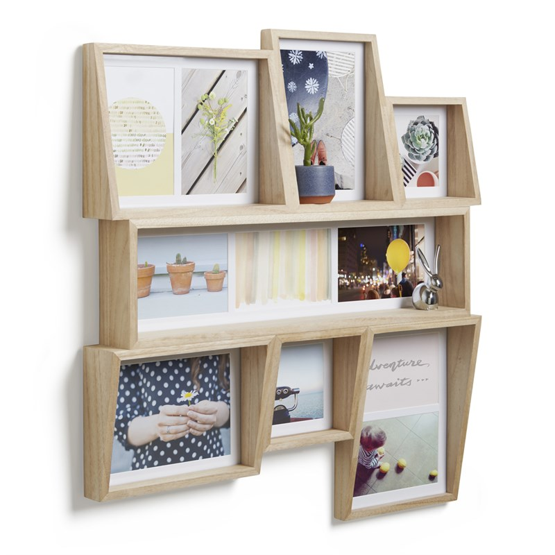 Fotorámik EDGE MULTI WALL z dreva a skla 58x53x6 cm v prírodnej farbe, Umbra