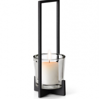 Lampáš NERO z kovu a skla 22x19 cm V:55 cm v matnej čiernej farbe, Blomus