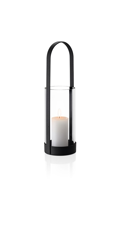 Lampáš NERO z kovu a skla P:12,5 cm V:43 cm v matnej čiernej farbe, Blomus