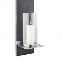 Nástenný svietnik vrátane sviečky FINCA 13x15x38 cm čierna strieborná, Blomus
