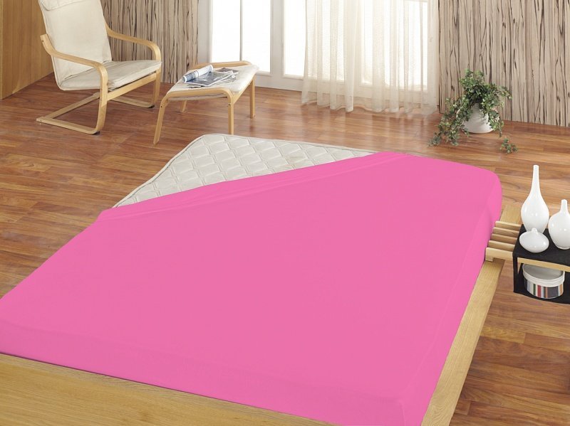 POSTEĽNÁ PLACHTA JERSEY TMAVO RUŽOVÁ