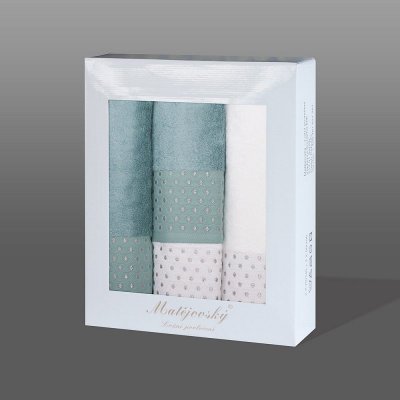Darčekové balenie uterákov Sandra mentolová svetlá a biela 4ks