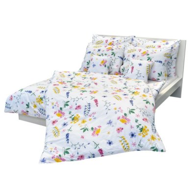 Bavlnené posteľné návliečky Flora biela