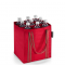 Nákupná taška na fľaše BOTTLEBAG red stripes z polyesteru 24x28x24 cm v červenej farbe, Reisenthel