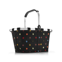 Nákupný košík CARRYBAG dots z polyesteru a hliníku 48x29x28 cm v čiernej farbe s farebnými bodkami, Reisenthel