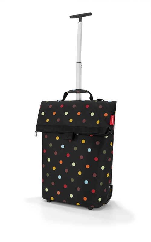 Taška na kolieskach TROLLEY M dots z polyesteru a hliníku 43x53x19 cm v čiernej farbe s farebnými bodkami, Reisenthel