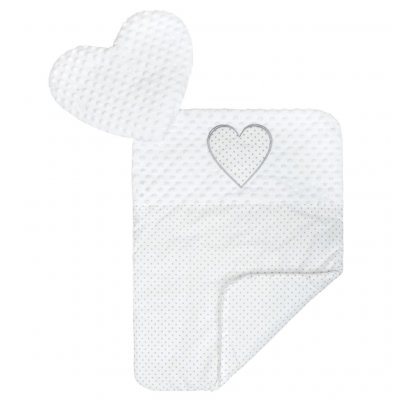 Luxusné hniezdočko s vankúšikom a perinkou New Baby Srdiečko biele