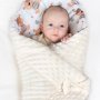 Obojstranná zavinovačka z Minky New Baby 75x75 cm teddy sivá hviezdičky ružové
