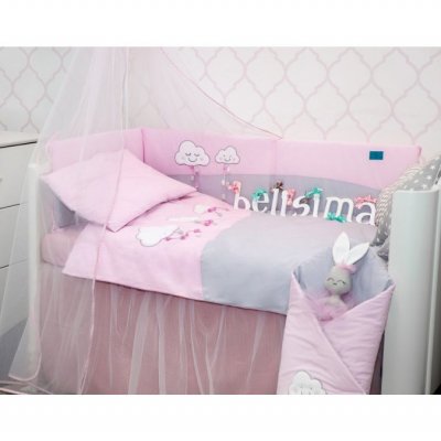 5-dielne posteľné obliečky Belisima Obláčiky 100/135 rúžové