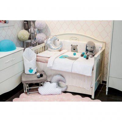 6-dielne posteľné obliečky Belisima Bear in love 90/120 tyrkysové