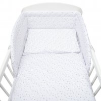 3-dielne posteľné obliečky New Baby 90/120 cm biele sivé hviezdičky