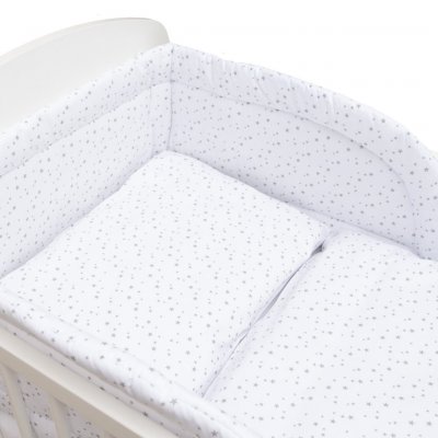 3-dielne posteľné obliečky New Baby 90/120 cm biele sivé hviezdičky