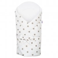Zavinovačka s kokosovou výstužou a mašľou New Baby biela sivé hviezdy