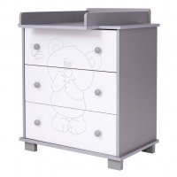 Detská komoda Drewex Malý medvedík a motýlik sivá