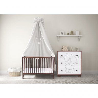 Detská komoda Drewex Malý medvedík a motýlik orechová