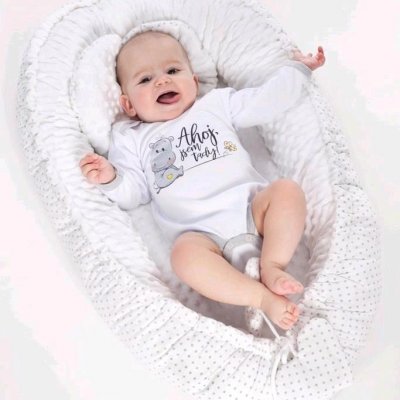 Luxusné hniezdočko s vankúšikom a perinkou New Baby z Minky ružové srdiečka