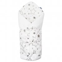 Klasická šnurovacia zavinovačka New Baby Vafle biela sivé hviezdičky