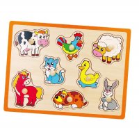 Detské drevené puzzle s úchytmi Viga Farma