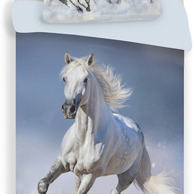 Posteľné obliečky foto Horses white