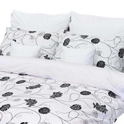 Bavlnené posteľné návliečky Astra čierno biela