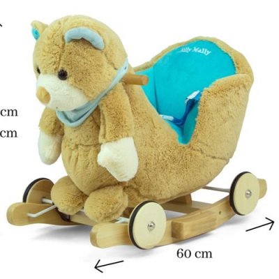 Hojdacia hračka s melódiou a kolieskami Milly Mally Polly Medvedík sivo-modrý