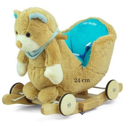 Hojdacia hračka s melódiou a kolieskami Milly Mally Polly Medvedík sivo-modrý