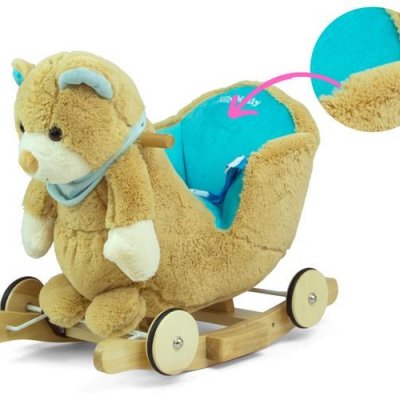 Hojdacia hračka s melódiou a kolieskami Milly Mally Polly Medvedík sivo-modrý