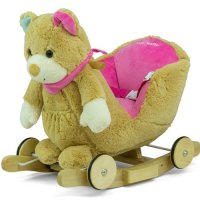 Hojdacia hračka s melódiou a kolieskami Milly Mally Polly Medvedík sivo-ružový