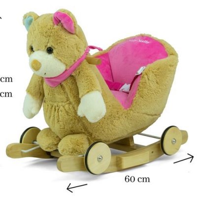 Hojdacia hračka s melódiou a kolieskami Milly Mally Polly Medvedík sivo-ružový
