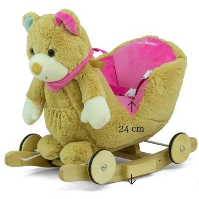 Hojdacia hračka s melódiou a kolieskami Milly Mally Polly Medvedík sivo-ružový