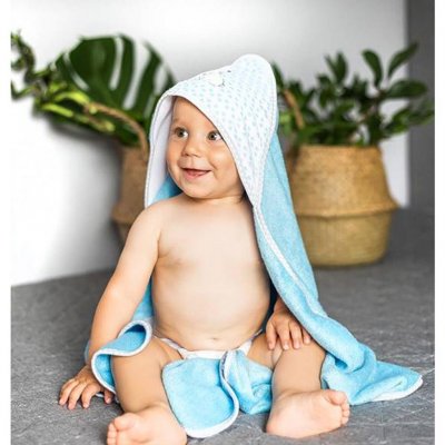Detská bambusová osuška s kapucňou  BabyOno sivá 76x76 cm