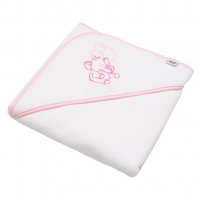 Detská froté osuška s výšivkou a kapuckou New Baby 80x80 biela sloník