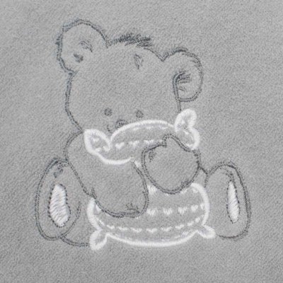 Detská froté osuška s výšivkou a kapuckou New Baby 80x80 sivá medveď