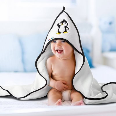 Detská osuška 100x100 Akuku biela s tučniakom