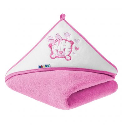Detská osuška 100x100 Akuku ružová s tygríkom