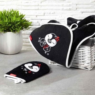 Detská bambusová osuška s kapucňou  BabyOno čierna 85x85 cm