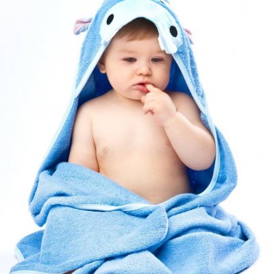 Detská osuška Sensillo Water Friends 100x100cm blue hippo