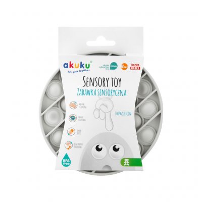 Senzorická hračka Praskacie bubliny Push Pop Akuku kruh sivý